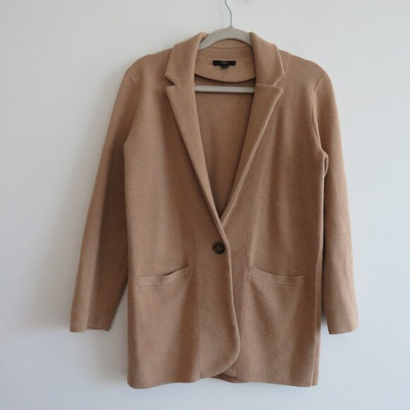 J. CREW Cecile Relaxed Knit Sweater Blazer One-Button in Camel Preppy Size XXS - Picture 3 of 14